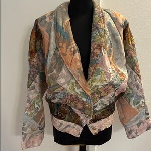 Vintage 1980s dead stock Floral Patchwork Women's Jacket size M/L 48”/34” waist